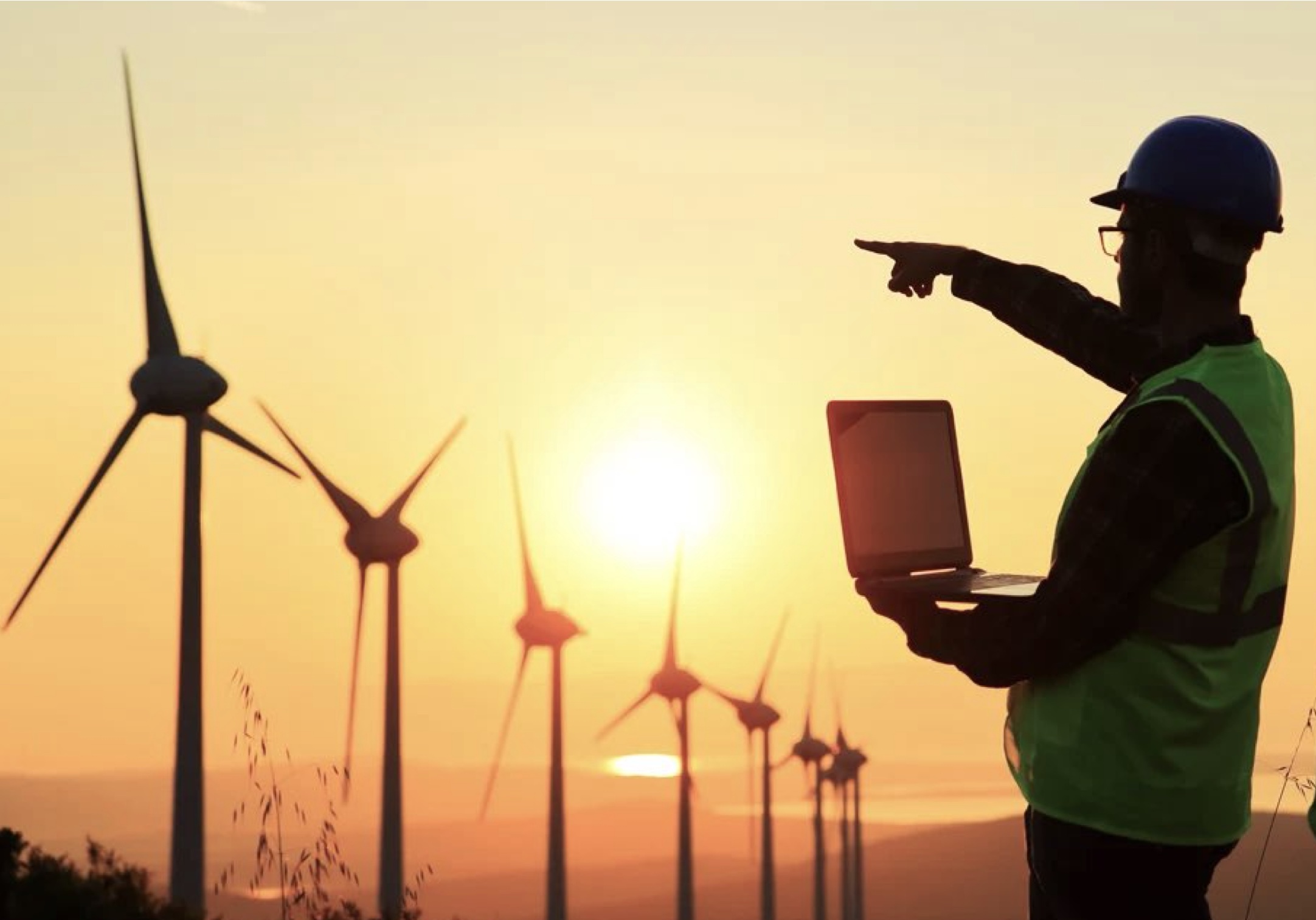 Photo of an wind farm inspection